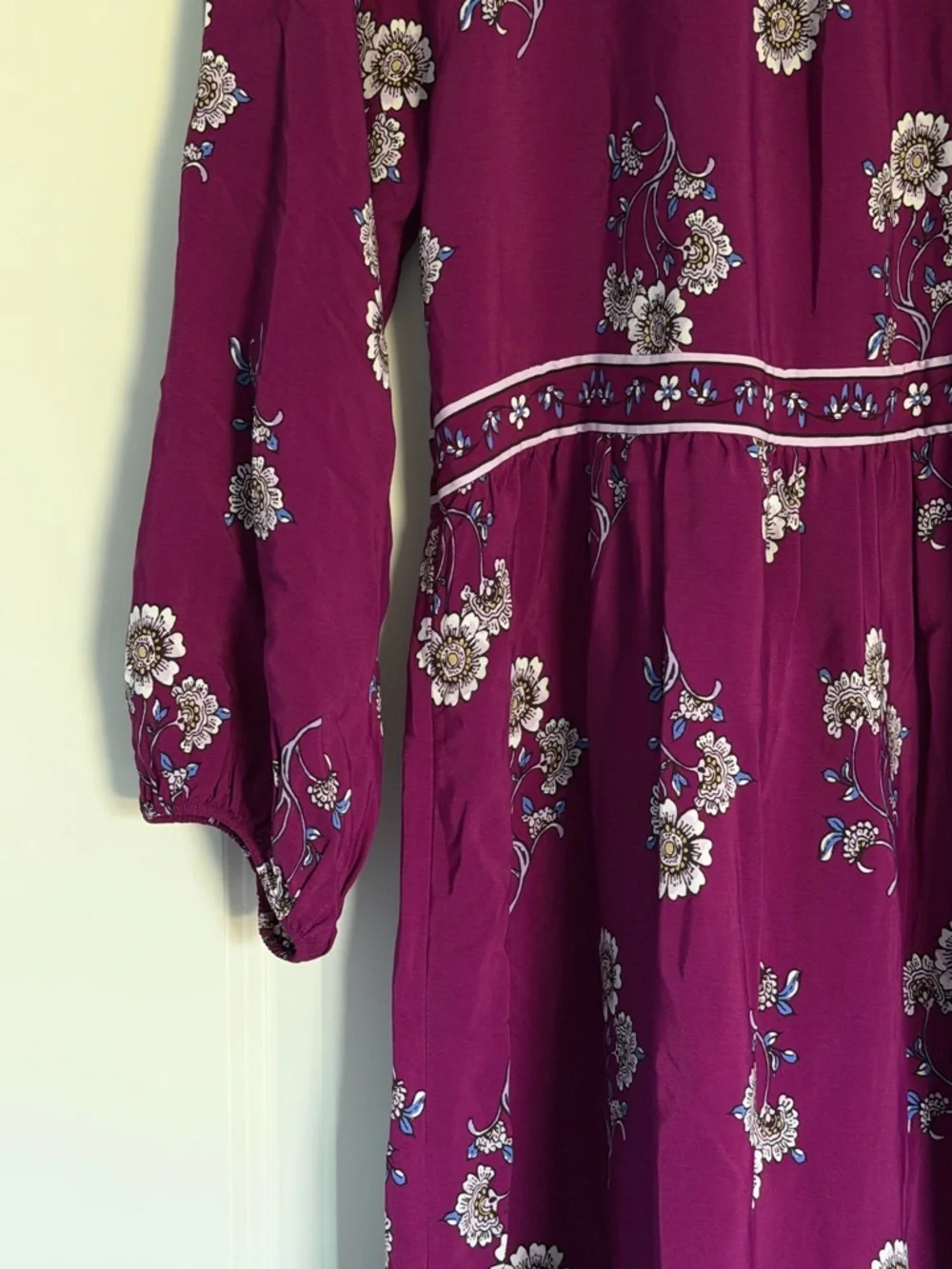 New! Loft Plum Caspia Floral Puff Sleeve Button Midi Dress Size 10 54513 - Picture 10 of 16